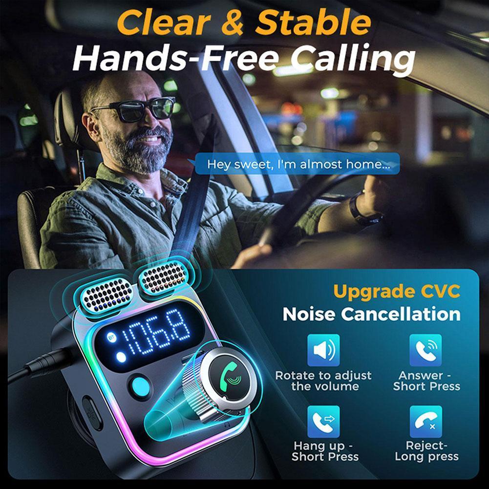 Bluetooth 5.3 FM Sender 4 Port USB Auto Ladegerät Typ C PD – Bild 3
