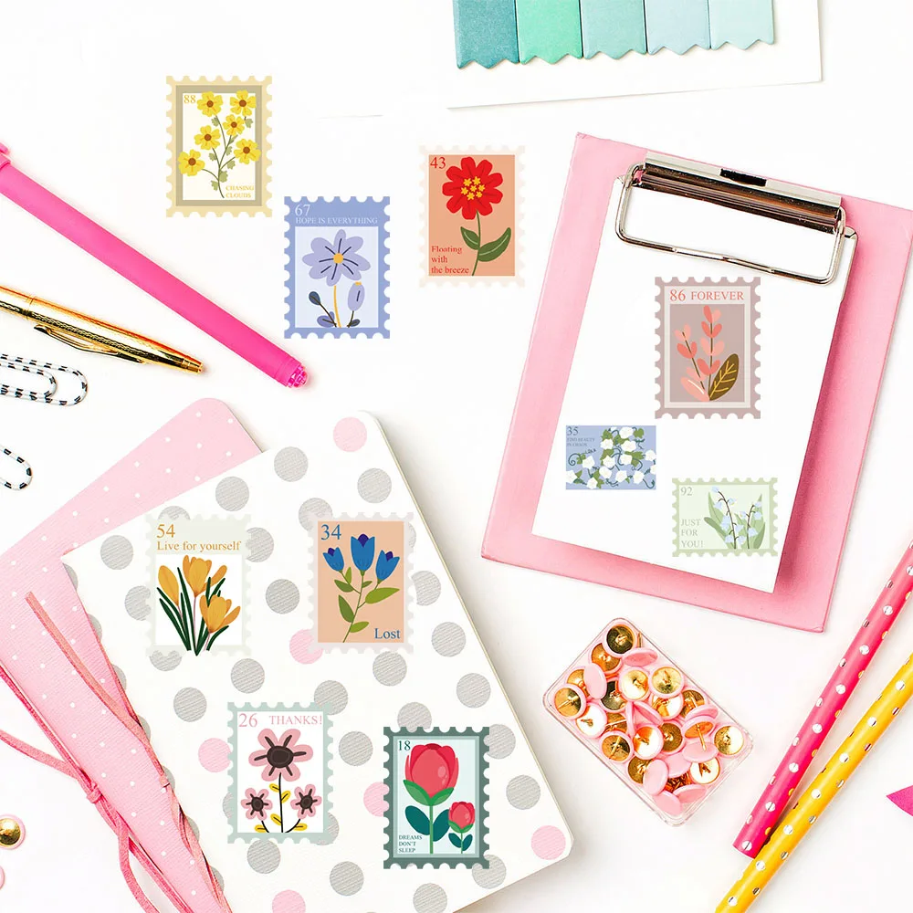 500PCS Blume Briefmarken Rolle Aufkleber Harajuku Cartoon Y2k – Bild 6