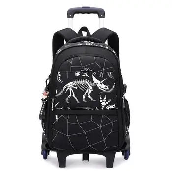 Kinder-Schulrucksack, Rollrucksack für Jungen, Schulranzen mit Rollen, Trolley-Gepäcktasche