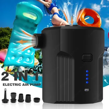 Tragbare elektrische Luftpumpe für Schlauchboote mit 5 Düsen für Outdoor-Camping, Luftmatratzenbetten, Boote