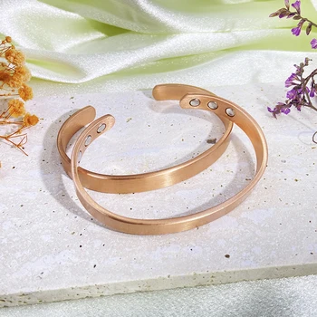 Modisches Magnetarmband aus reinem Kupfer für Damen und Herren, verstellbare Manschettenarmbänder
