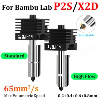 X2D P2S Hotend für Bambu Lab P2S Standard/High Flow Hotend Hochwertig Schneller Druck Abnehmbare Düse 0,2 0,4