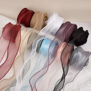 4cm Fischschwanz Organza Garn Band Welle Rand Spitze DIY Braut strauß Verpackung Bogen Material Hochzeits