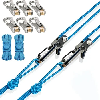 Seilspannwerkzeug und Spanner, robustes, einziehbares Spannseil für Camping, Planen, Hängematten, Bootfahren