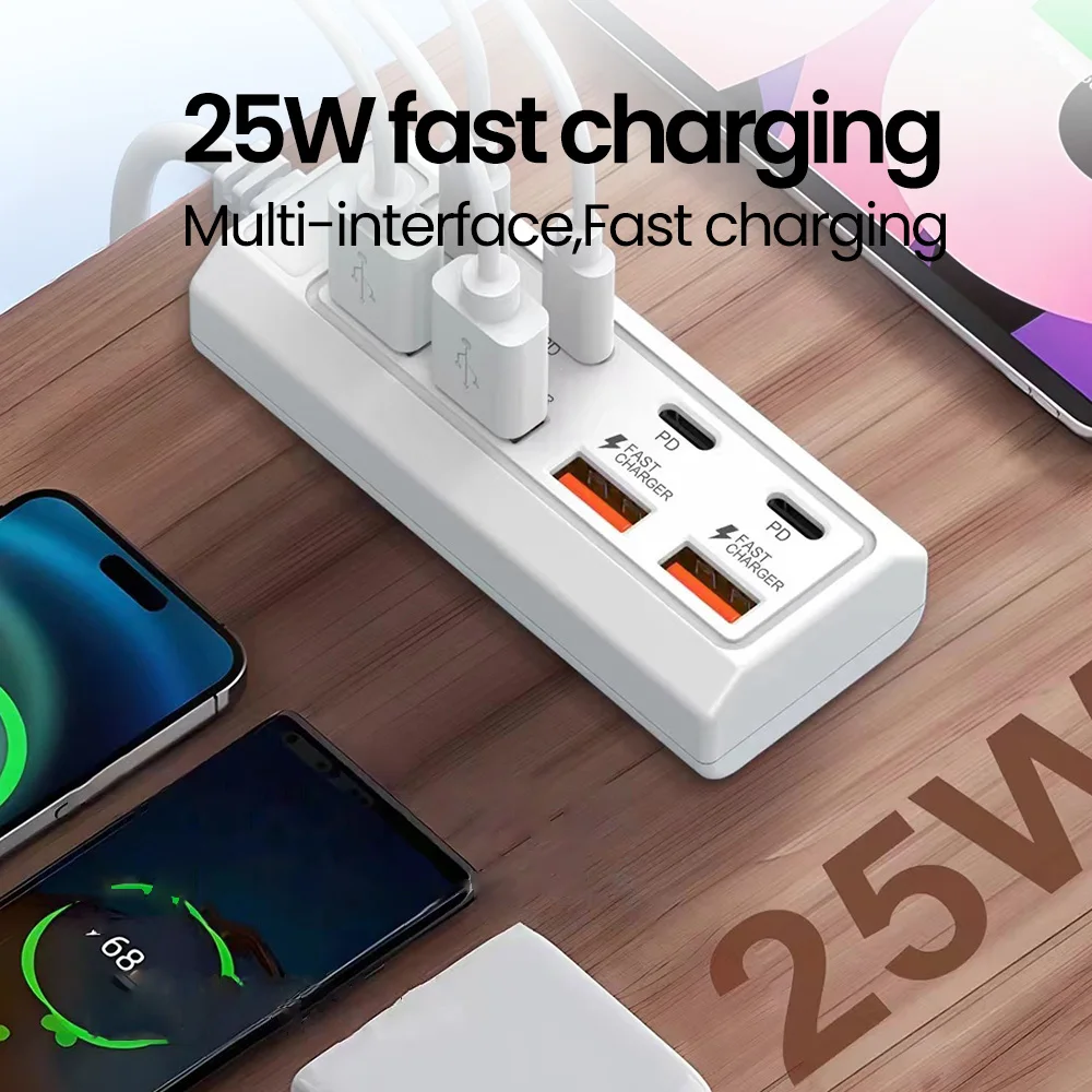 8-in-1-USB-Steckdose, 25 W, Schnelllade-Steckdose, Adapter – Bild 2
