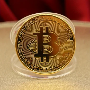 Vergoldete Bitcoin-Münze zum Sammeln, Kunstsammlung, Geschenk, physikalische Gedenkmünze, Casascius, Metall