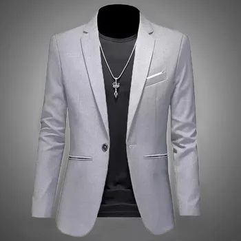 Herren Trendy Freizeit Boutique Anzug Jacke Herbst Casual Business Slim Fit Nicht bügeln Single Button Anzug