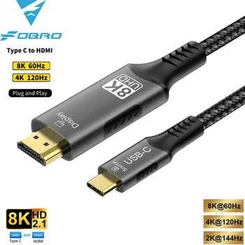 USB C auf HDMI-Kabel 8K@60Hz 4K@120Hz Typ C auf HDMI-kompatibles HDTV-Kabel für TV-Konverter MacBook Air iPad