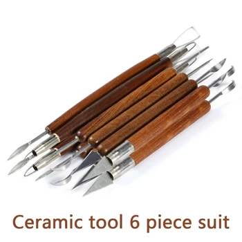 Sculpting Werkzeug Keramik Holz Griff Set Wachs Carving Sculpt Glättung Polymer Shapers Keramik Ton (6 Stück)
