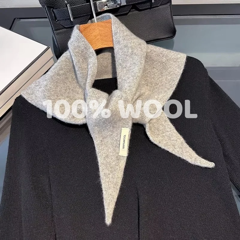 Gestrickter Schal für Damen, 100 % Wolle, warme Winterschals