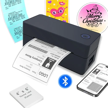 Bluetooth-Thermodrucker, 4 x 6 Versandetikettendrucker für kleine Unternehmen, Desktop-Thrmal-Etikettendrucker