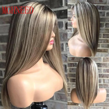 Highlight Menschliches Haar Farbige Perücken Für Frauen Asche Grau Schwarz Blonde 360 Gerade Spitze Frontal