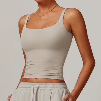 Sommer Damen Workout Yoga Tanktop Schnelltrocknende Sportweste für Frauen Lauf-Tight-Top Damen U-Rücken