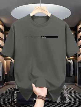 Sommer Herren 100% Baumwolle lässig locker sitzen großen Brief druck Rundhals ausschnitt Kurzarm T-Shirt Top