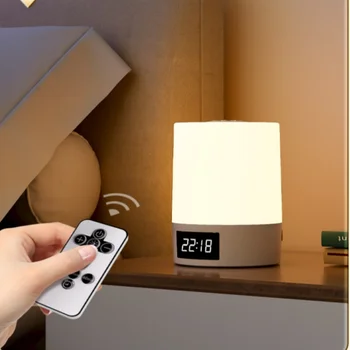 Nachtlicht mit Uhr, Nachttischlampe für Schlafzimmer, Touch-Schlaflicht für Babyfütterung und Augenschutz