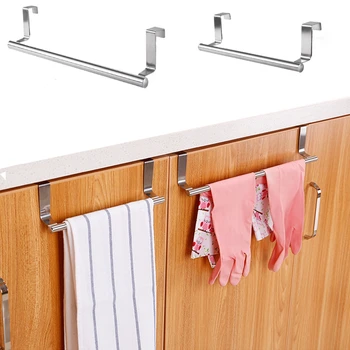 Küche Schrank Tür Handtuch Bar Edelstahl Tür Zurück Handtuch Hängen Halter Badezimmer Punch-freies Handtücher
