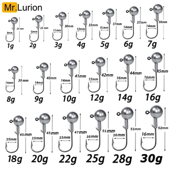 MrLurion 1g 2g 3g 4g 5g 10g 20g 22g 25g 28g Angeljigkopfhaken, Rigging-Haken für Crank Soft Grub Worm Köder
