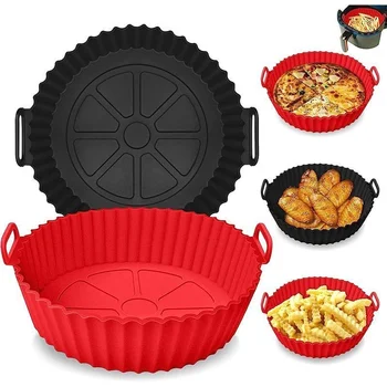 Silikon-Einsätze für Heißluftfritteusen, wiederverwendbare Silikon-Topfe für Heißluftfritteusen