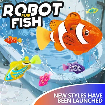 Stil Kinder Elektronische Fisch Sommer Bad Spielzeug Haustier Spielzeug Schwimmen Roboter Fisch mit LED-Licht