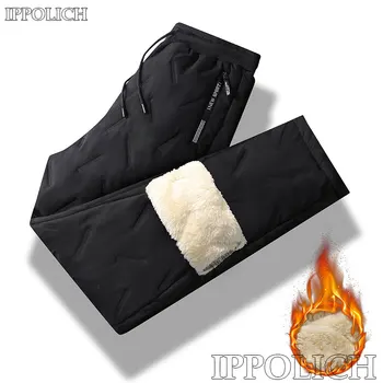 Winter Laufhose Kaschmir Verdicken Fleece Winddicht Jogginghose Männer Jogger Baumwolle Warme Hosen Männlichen