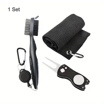 Schwarzes Golfhandtuch, Mikrofaser-Golfhandtuch mit Waffelmuster (30 x 30 cm, 12 x 12 Zoll) | Club Groove