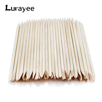 Lurayee Nagelhautschieber, orangefarbene Holzstäbchen, Nagelmaniküre, Entferner, Holzdesign