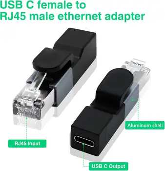 USB-C zu Ethernet Adapter, 1Gbps RJ45 Stecker auf USB-C Buchse Netzwerk-Konverter, Typ-C zu RJ45 Netzwerk