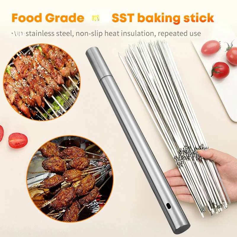 10/20Pcs Edelstahl Grill Spieß Wiederverwendbare BBQ Spieße – Bild 3