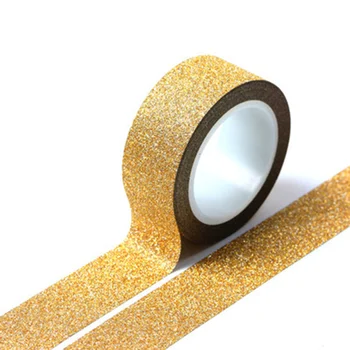 Glitzernde Washi-Tape-Aufkleber, goldfarbenes Papier, Maskierung, Klebebänder, DIY-Etikett, Basteln