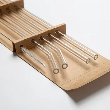 Hitzebeständige Glasstrohhalme mit Pinsel - 5er-Set - wiederverwendbar und waschbar, perfekt für Smoothies