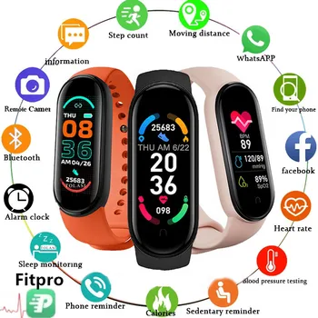 M6 Smart Uhr Männer Frauen Fitness Smart Armband Sport Band Herz Rate Blutdruck Monitor Wasserdichte
