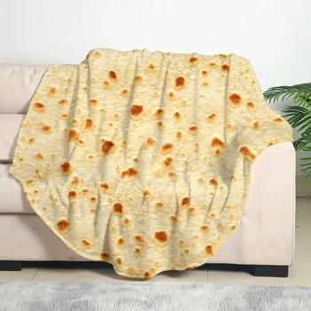 Weiche und warme Flanelldecke mit mexikanischem Tortilla-Print für Couch, Sofa, Büro, Bett, Camping und Reisen