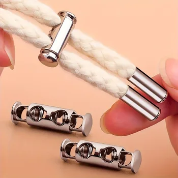 Schnürsenkelschlösser ohne Binden, Federschnallen, verstellbare Metallclips, robuste, langlebige (10 Stück)