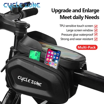 Fahrrad Taschen Fahrrad Top Vorne Rohr Rahmen Tasche Touchscreen Telefon Halter Fall Lagerung MTB Rennrad