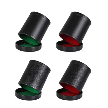 Leder-Würfelbecher mit Deckel, grün-rot gefüttert, geräuscharm beim Würfeln, für Liar's Dice, Farkle, Yahtzee