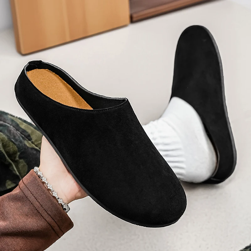 Neue Herren-Hausschuhe, Retro-Stil, Einfarbige Flache – Bild 6