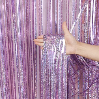 2 Meter Party-Hintergrundvorhänge, glitzerndes Gold-Lametta, Fransen-Folienvorhang, Geburtstag, Hochzeit