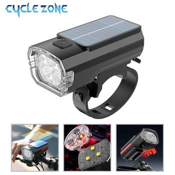 Fahrrad Solar Lade Front Licht Weitwinkel MTB Rennrad 3LED Scheinwerfer Taschenlampe Einfach zu Installieren