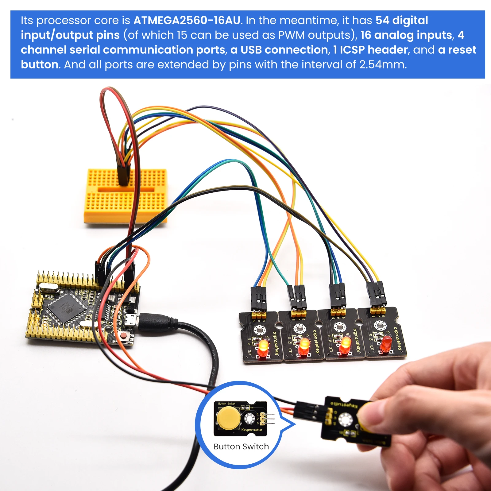 Keyestudio Mega PRO 2560 Board, ATmega2560-16AU, für Arduino – Bild 4