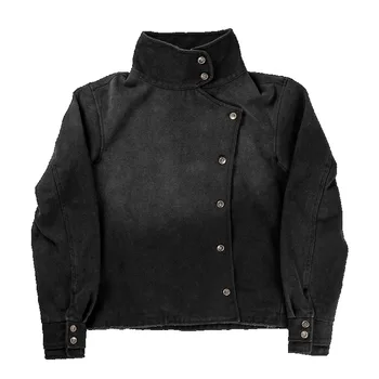Y2k Fechten Jacke Vintage Waschen Farbverlauf Unregelmäßige Knöpfe Unisex Jacke Gothic Harajuku Streetwear