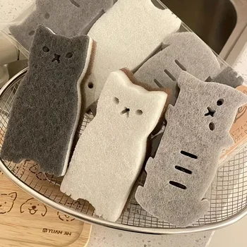 Süßes Katzen-Küchenschwamm-Set - dicke und langlebige Geschirrspül- und Reinigungswerkzeuge (4 Stück)