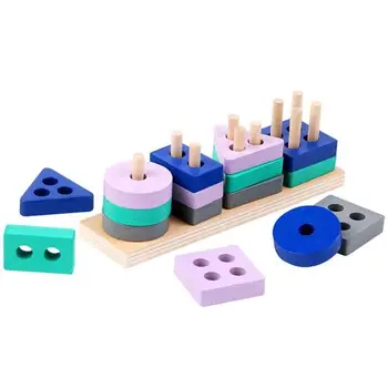 Spielzeug aus Holzbausteinen, Farb- und Formzuordnungspuzzle, Spielzeug als Geschenk