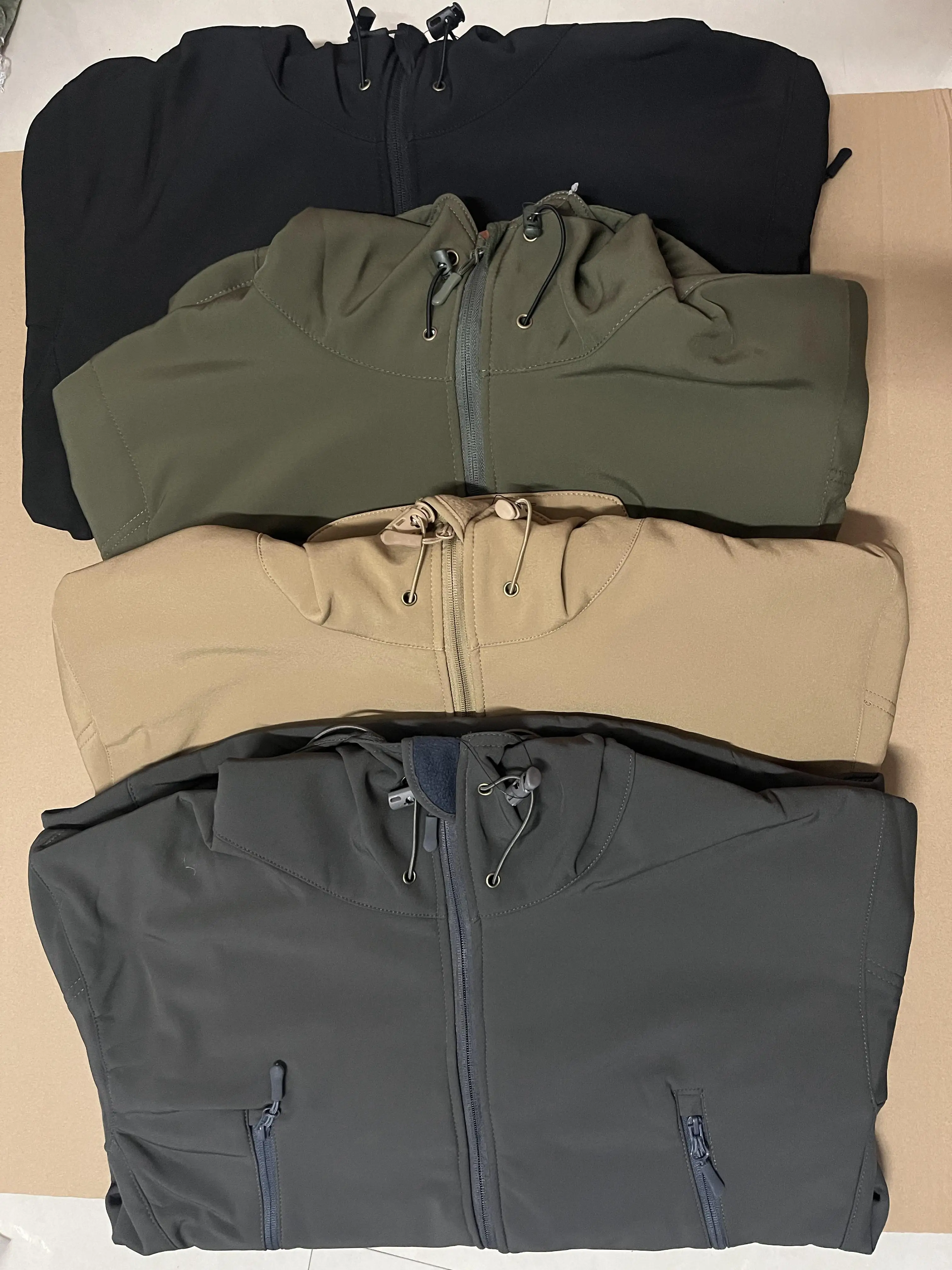 Männer Herbst Winter SoftShell Fleece Jacken Männliche Kapuze – Bild 2