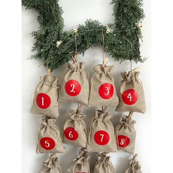 Adventskalender-Set, 24. Weihnachts-Adventskalender, Tasche, Countdown zum Weihnachten, Zuhause, Kamin