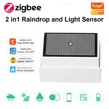 2-in-1 Tuya Zigbee Regensensor mit Lichtdetektor IPX4 Wasserdichter Regendetektor für den Außenbereich