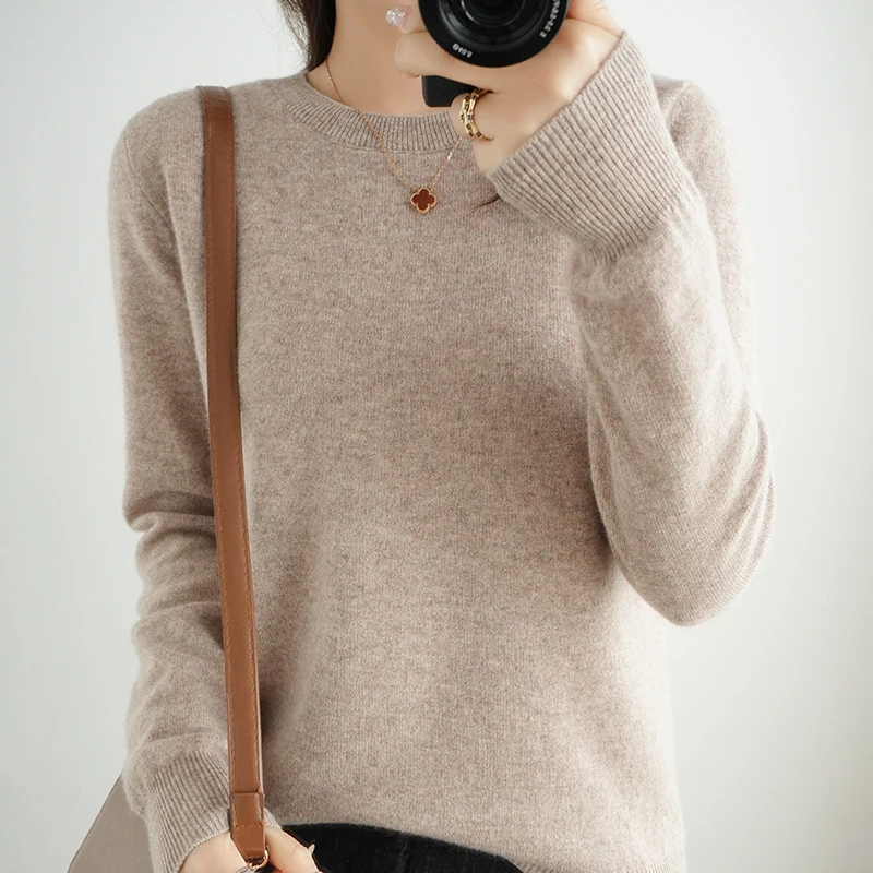 Herbst und Winter dünner Pullover Damen Rundhalspullover – Bild 3
