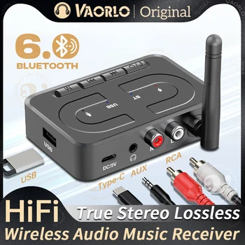 Bluetooth 6.0 Audio-Empfänger USB U-Disk Musik-Wireless-Adapter mit HD-Mikrofonantenne 3,5mm AUX RCA HIFI