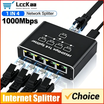Gigabit-Ethernet-Switch, Ethernet-Splitter, 1 bis 2/3/4, 1000 Mbit/s, Rj45-Splitter