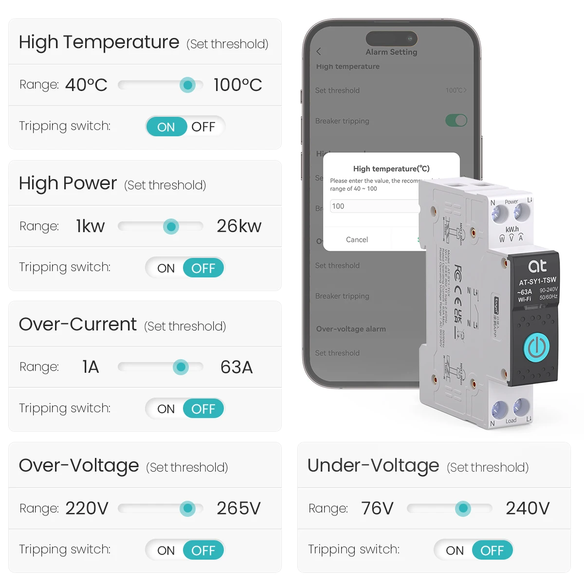 Tuya WiFi Circuit Breaker Smart 1P + N 63A MCB Timer Power – Bild 6