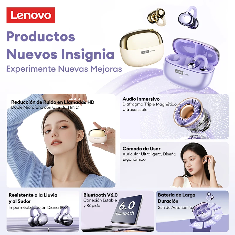 Lenovo LE302 Kabelloses Bluetooth 6.0-Headset, lange – Bild 6